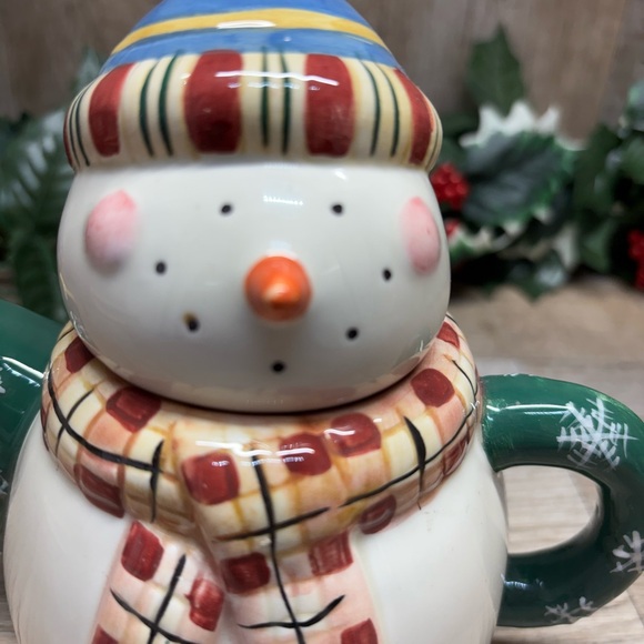 Debbie Mumm Marshmellow Snowman Mini Teapot Sakura Collectors Series 6"VTG - Picture 7 of 11